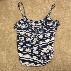Navy/White Ruffled Tank